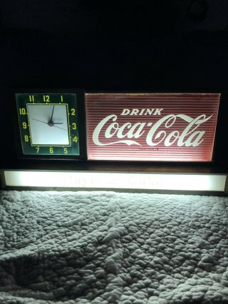 Rare Vintage Coca Cola Fountain Shophanging￼ Light Up Clock ⏰ 100 Nic