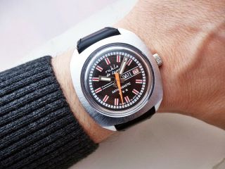 Rare Brown German Ruhla Diver Retro Vintage Wristwatch 1970 