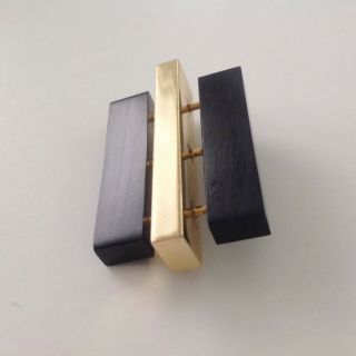 Rare Vtg Signed Christian Dior Modernist Gold Black Bar Pin Brooch 1970 Germany