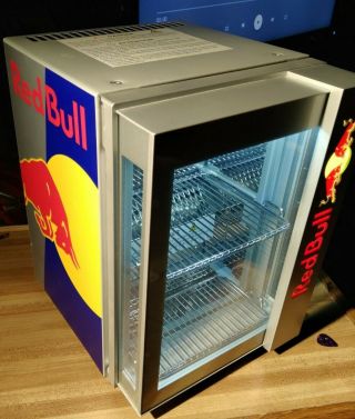 Red Bull Baby Cooler Led Mini Fridge Table Top Eco Cooler Very Rare Barely