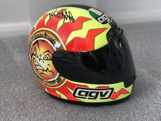 Valentino Rossi Moto Gp Hand Signed Agv Helmet With 1998 Rare Authentic