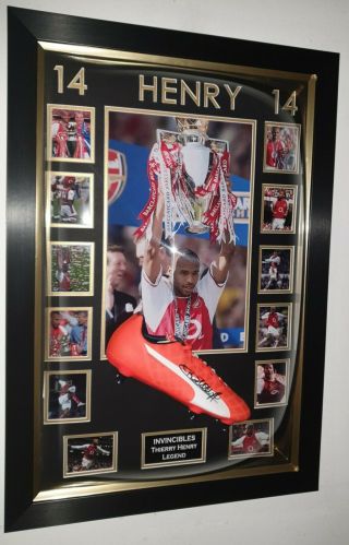 Rare Thierry Henry Of Arsenal Signed Football Boot " Invincibles " Display