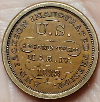 SMALL RARE 2ND INAUGRATED PRESIDENT ANDREW JACKSON 1833 COPPER COIN AS PIC ' D 2