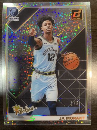 Ja Morant Clearly Donruss The Rookies Rookie Card 1/5 Very Rare Holo Gold Card