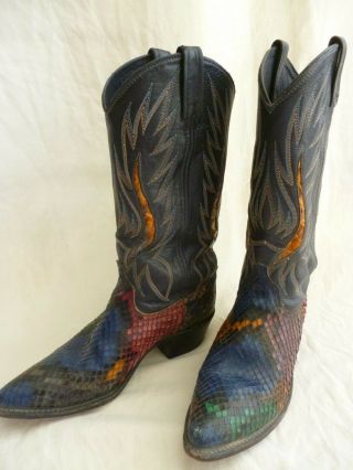 Dan Post Snakeskin Leather Cowboy Boots Rare Vintage 8 1/2 M Women