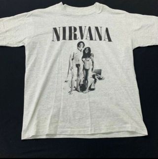 Rare Vintage Nirvana Tour T Shirt Two Virgins John & Yoko Nevermind Sub Pop
