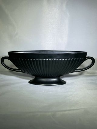 Very Rare Vintage Wedgwood Grecian Black Basalt Jasperware Footed Vase 8 7/8 "