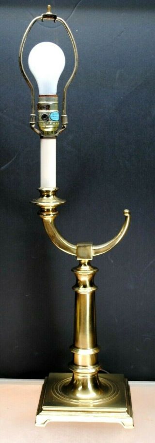 Rare Vintage " Stiffel " Brass Table Lamp With Horn Shaped Arm