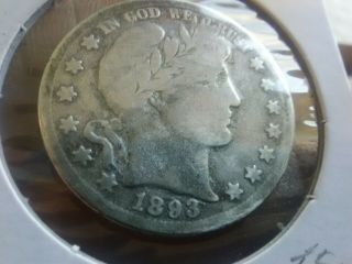 1893 S Barber Half Dollar.  Rare Key.  Vg