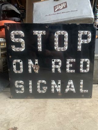 Rare Stop On Red Rail Road Rr Sign With Bracket