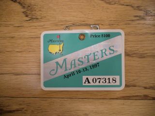 1997 Masters Golf Augusta National Badge Ticket Tiger Woods 1st Win Rare Pga