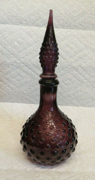 8 " Bubble Empoli Purple Amethyst Glass Perfume Bottle Decanter Rare Find