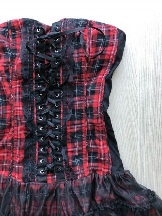 RESERVED rare vintage tripp nyc red plaid mini corset dress 2