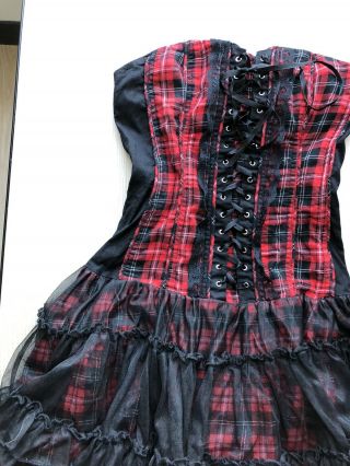 RESERVED rare vintage tripp nyc red plaid mini corset dress 3