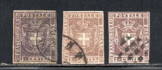 1860 Italy Tuscany Sa 17,  17a,  17b Rare Stamps Lot $5700.  00