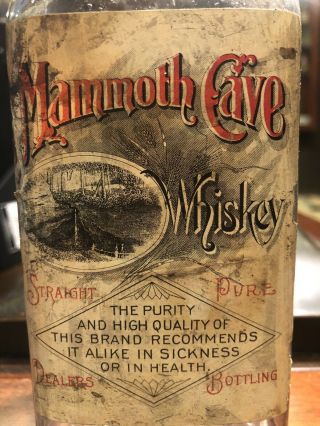 Mammoth Cave Whiskey Pre - Pro 1/2 Pint Glass Bottle Rare Late 1800s Kentucky