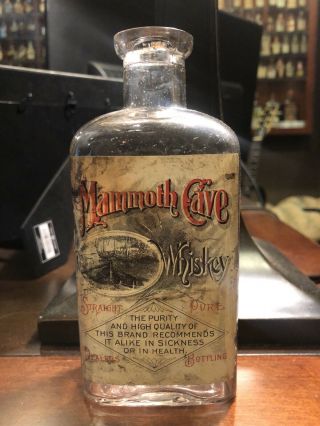 Mammoth Cave Whiskey Pre - pro 1/2 pint glass bottle RARE Late 1800s Kentucky 2