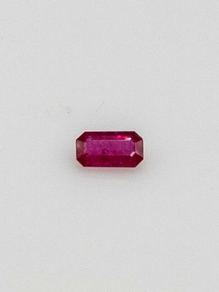 Rare Gia Certified Ruby 1.  50ct Emerald Cut Synthetic Loose Gem
