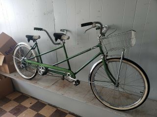 Rare Vintage 1968 Schwinn De Luxe Twinn Green 5 - Speed Tandem Bicycle
