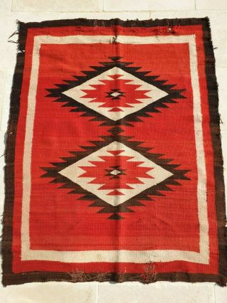 Very Rare Antique Centenary Navajo Rug - Turn Of The Century (reservation Period)