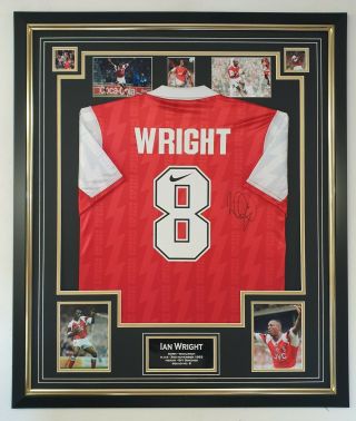 Rare Ian Wright Signed Shirt Autographed Jersey Display Legend Display Aftal