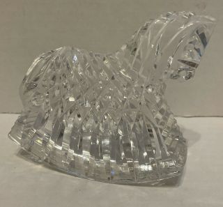 Rare Waterford Crystal Rocking Horse Figurine - Signed Old Gothic Mark