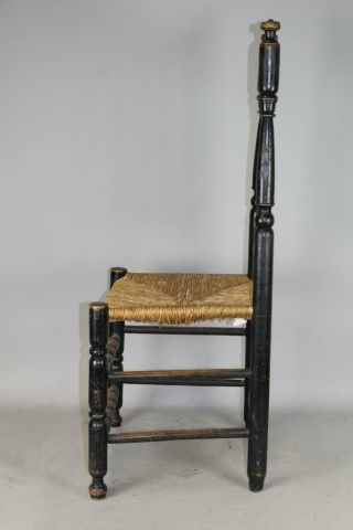 A RARE 18TH C LONG ISLAND NY BANNISTER BACK SIDECHAIR IN BLACK PAINT 4