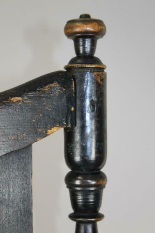A RARE 18TH C LONG ISLAND NY BANNISTER BACK SIDECHAIR IN BLACK PAINT 6