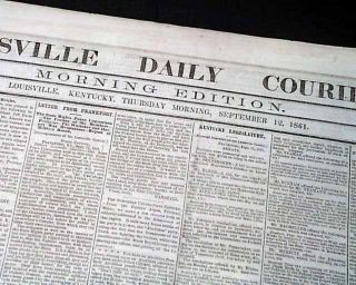 Rare Pro Confederate Louisville Ky Kentucky 1861 Civil War In 1st Year Newspaper