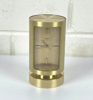 Rare Vintage Swiza 8 Day Brass Alarm / Desk Clock - Swiss Made 1950s,  Mcm