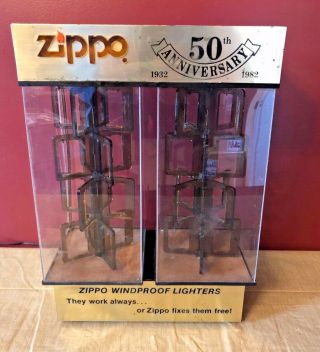 Vintage 1982 Zippo 50th Anniversary Store Display Case - Great Very Rare