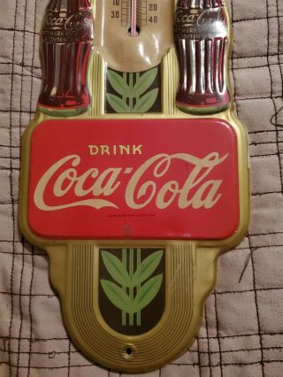 Rare Vintage 1941 Coca Cola THERMOMETER DOUBLE Soda BOTTLE Advertising Sign 5