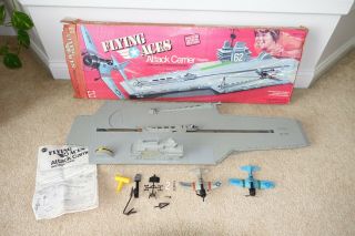 Rare 1975 Mattel Flying Aces Attack Carrier Flagship Playset W/ Box Instructions