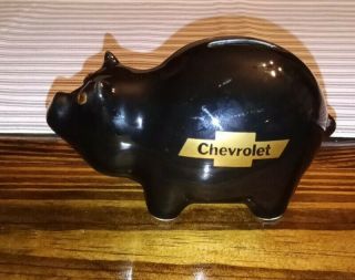 Rare Vintage 1979 Chevrolet Ceramic Piggy Bank " Chevrolet Savings Time In 79 "