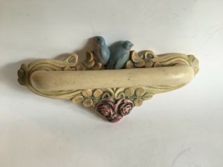 Very Rare Weller Pottery Antique Towel Bar With Birds & Roses