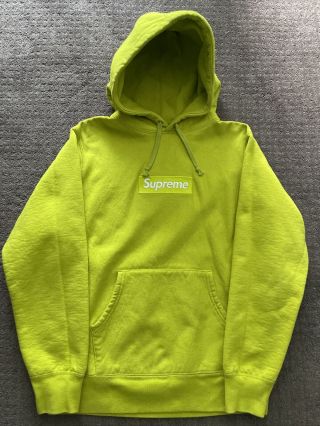 Supreme Fw12 Box Logo Hooded Sweatshirt Hoodie Acid Green Size Medium Rare