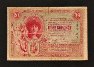 Austria Hungary 20 Korona Kronen 1900 Pick 5.  Very Rare Banknote