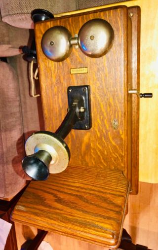 Rare Antique Wall Phone 1906 Western Electric Wood Hand Crank - ?