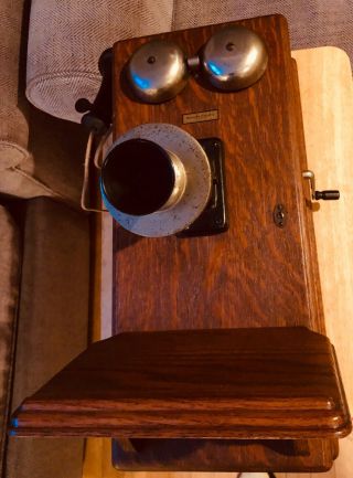 RARE Antique Wall Phone 1906 Western Electric Wood Hand Crank - ? 3