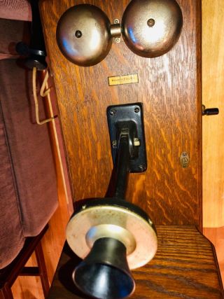 RARE Antique Wall Phone 1906 Western Electric Wood Hand Crank - ? 4