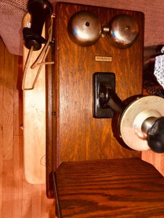 RARE Antique Wall Phone 1906 Western Electric Wood Hand Crank - ? 6