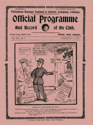 Very Rare Pre - Ww2 Football Programme Tottenham Hotspur V Middlesbrough 1927