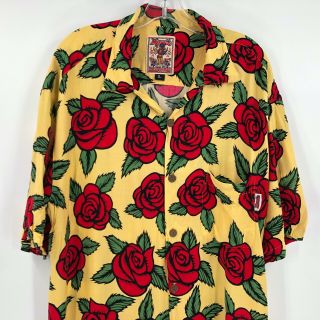 Vtg Mambo Loud Bruce Goold Havana Roses Hawaiian Shirt Size Large Htf Rare