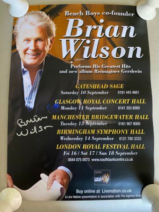 Rare Brian Wilson Fully Signed Tour Poster 2010 Beach Boys Gershwin