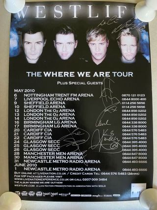 Rare Westlife Fully Signed Tour Poster From 2010