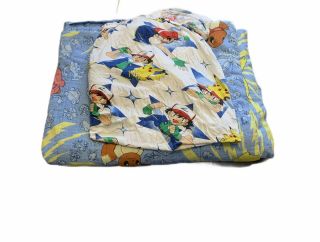 Rare Vtg 1995 1996 1998 Nintendo Pokemon Twin Comforter And Fitted Sheet Rvsble