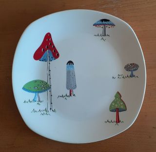 Rare Midwinter 9 " Lunch Plate Toadstools By Jessie Tait 1956