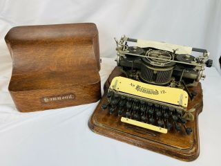 Rare Antique Vintage 1905 - 1910 Hammond No.  12 Portable Typewriter Oak Case
