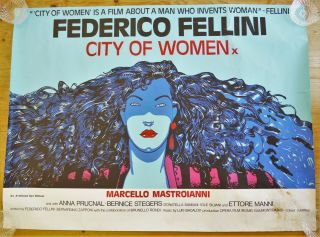 Rare City Of Women Quad Poster 1981 Rolled Federico Fellini Andrea Pazienza