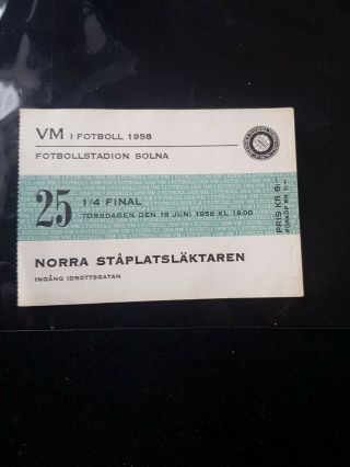 Sweden V Soviet Union,  World Cup Quarter Final Ticket,  Solna Stadium.  Rare.
